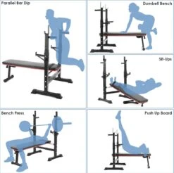 Bench Press - Halterbank - Sportbank - Fitnessbank - Multifunctioneel - Opvouwbaar - Volledig Instelbaar - Max Belasting 200kg -Fitnessapparatuur Serie Winkel 1200x1197 31