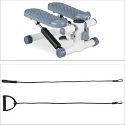 Relaxdays Swing Stepper - 2 Weerstandsbanden - Fitness Stepper - Display - Diverse Kleuren - Grijs -Fitnessapparatuur Serie Winkel 1200x1198