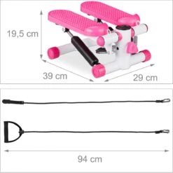 Relaxdays Swing Stepper - 2 Weerstandsbanden - Fitness Stepper - Display - Diverse Kleuren - Roze -Fitnessapparatuur Serie Winkel 1200x1198 4