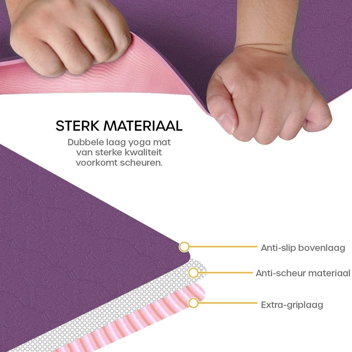 Eco Yoga Mat - Inclusief Draagriem - Anti Slip - Extra Dik (6 mm) - 183 x 61 x 0,6 cm - Paars/Roze - Diverse kleuren Eco Yoga Mat - Inclusief Draagriem - Anti Slip - Extra Dik (6 Mm) - 183 X 61 X 0,6 Cm - Paars/Roze - Diverse Kleuren -Fitnessapparatuur Serie Winkel 1200x1200 1003