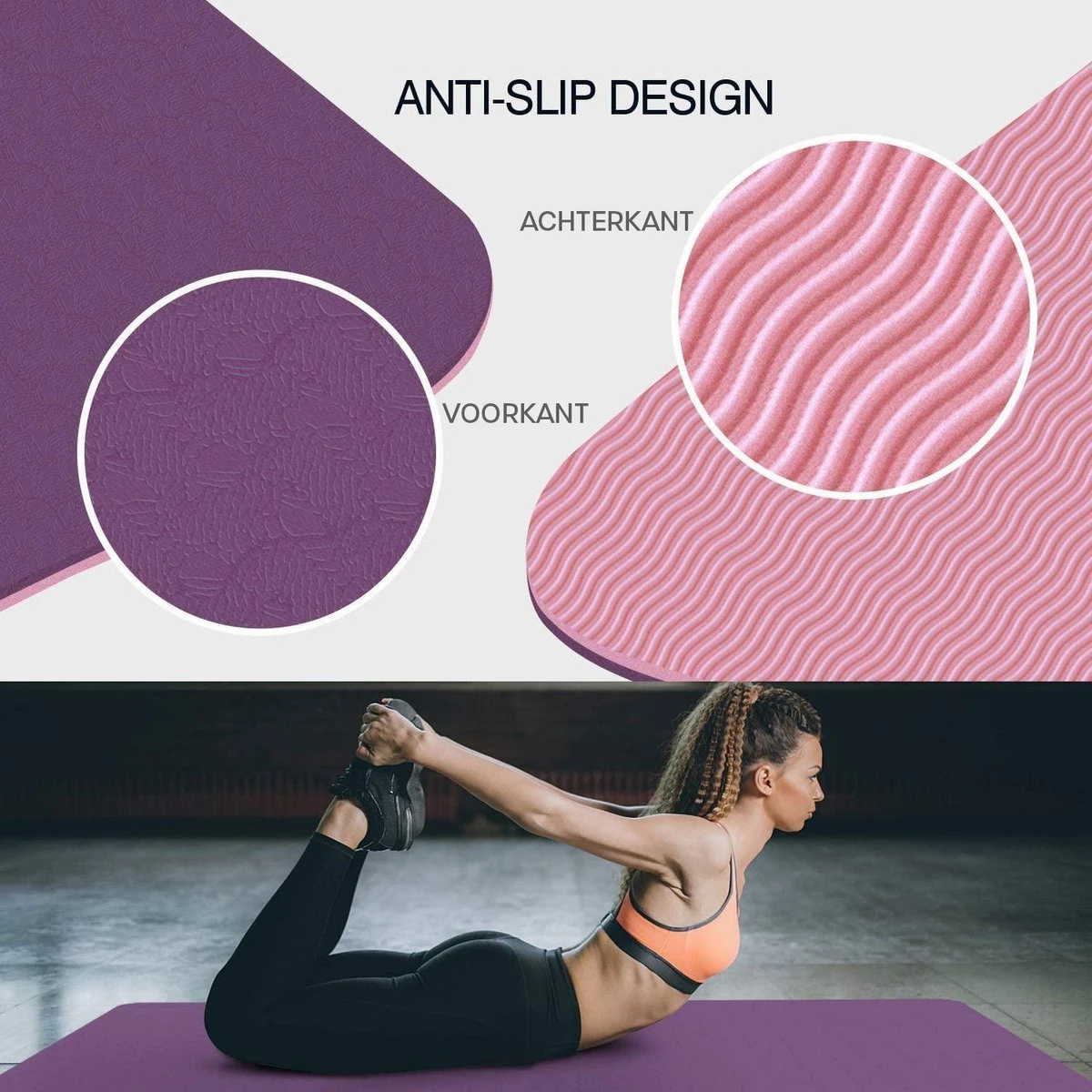 Eco Yoga Mat - Inclusief Draagriem - Anti Slip - Extra Dik (6 mm) - 183 x 61 x 0,6 cm - Paars/Roze - Diverse kleuren Eco Yoga Mat - Inclusief Draagriem - Anti Slip - Extra Dik (6 Mm) - 183 X 61 X 0,6 Cm - Paars/Roze - Diverse Kleuren -Fitnessapparatuur Serie Winkel 1200x1200 1004