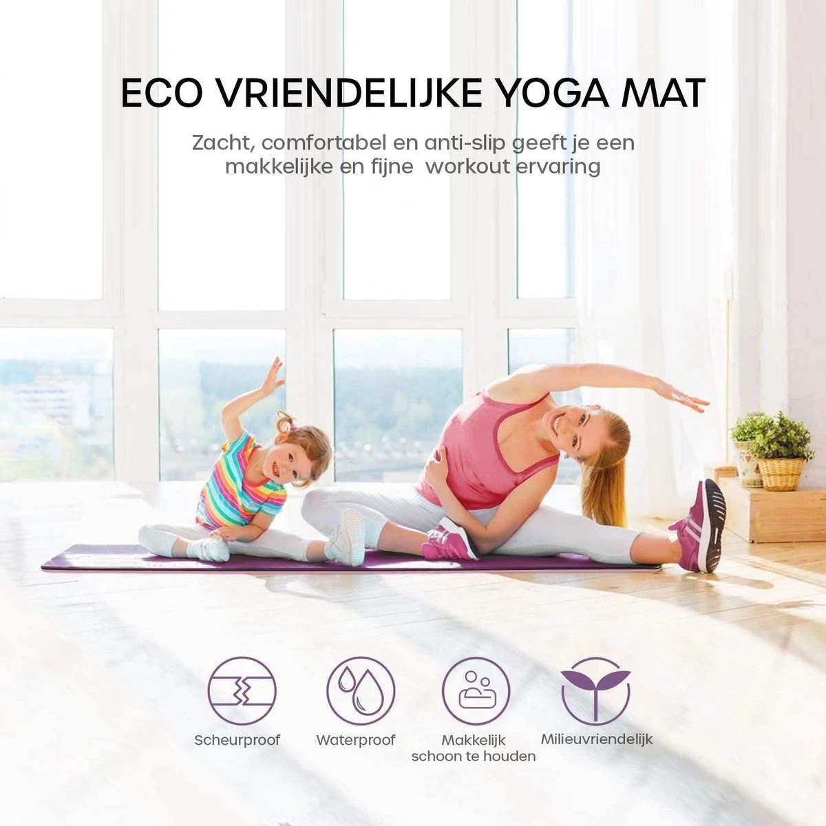 Eco Yoga Mat - Inclusief Draagriem - Anti Slip - Extra Dik (6 mm) - 183 x 61 x 0,6 cm - Paars/Roze - Diverse kleuren Eco Yoga Mat - Inclusief Draagriem - Anti Slip - Extra Dik (6 Mm) - 183 X 61 X 0,6 Cm - Paars/Roze - Diverse Kleuren -Fitnessapparatuur Serie Winkel 1200x1200 1005