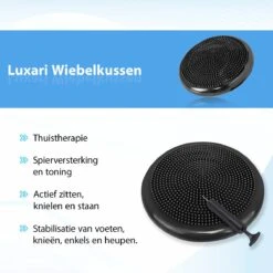 Luxari - Wiebelkussen - Ø35cm - Inclusief Pomp - Ergonomisch - Volwassen & Kinderen - Balanskussen - Trainingskussen - Zwart -Fitnessapparatuur Serie Winkel 1200x1200 1168