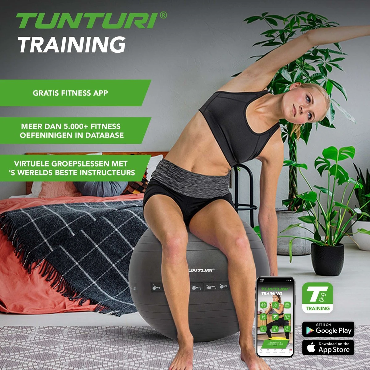 Tunturi Fitnessbal - Gymball - Swiss ball - 65 cm - Anti burst - Incl. pomp - Zwart - Incl. gratis fitness app Tunturi Fitnessbal - Gymball - Swiss Ball - 65 Cm - Anti Burst - Incl. Pomp - Zwart - Incl. Gratis Fitness App -Fitnessapparatuur Serie Winkel 1200x1200 1174