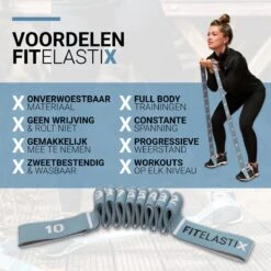 FITELASTIX® Premium Weerstandsband Lang - Full Body - Alles In 1 - Voor Elk Niveau - Resistance Band - Fitness Elastiek - Sport Elastiek Fitness - Met Handvatten - Inclusief Instructievideo's - Blauw -Fitnessapparatuur Serie Winkel 1200x1200 1192