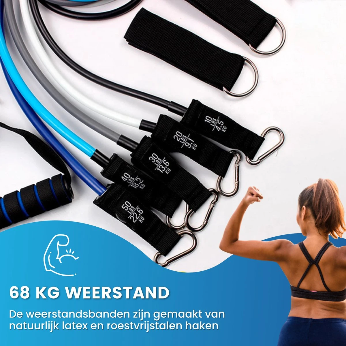 GoGoods® Resistance Band - 15-delige Weerstandsbanden Set - 70kg Totaal - Fitness Elastieken - Met Handvaten / Enkelbanden GoGoods® Resistance Band - 15-delige Weerstandsbanden Set - 70kg Totaal - Fitness Elastieken - Met Handvaten / Enkelbanden -Fitnessapparatuur Serie Winkel 1200x1200 1256