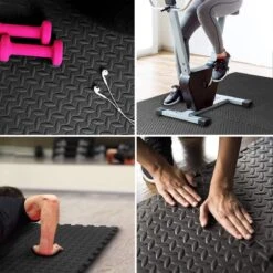 SWILIX ® Puzzelmat - 9 Stuks - 180x180 X1.2 (9 X 60x60cm) - 3,25 M2 - Zachte Vloermat - Zwart -Fitnessapparatuur Serie Winkel 1200x1200 1281