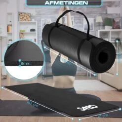 Sanbo Yoga Mat - Zwart - Incl. Luxe Draagtas - 183 X 61 X 0.8 Cm - Extra Dik 8mm - Waterafstotend - Fitness Mat - Meditatie Mat -Fitnessapparatuur Serie Winkel 1200x1200 1335