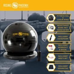 RP® Fitness Bal Yoga Zitbal Fitnessbal Gymbal Pilates Yogabal Balansbal - Tas, Steunring & Resistance Bands - Handpomp & Ebook -Fitnessapparatuur Serie Winkel 1200x1200 1339