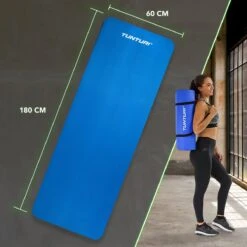 Tunturi Fitnessmat Met Draagtas - Yogamat - Sportmat Gemaakt Van Zacht NBR Materiaal - 180 X 60 X 1,5cm - Blauw - Incl. Gratis Fitness App -Fitnessapparatuur Serie Winkel 1200x1200 1379