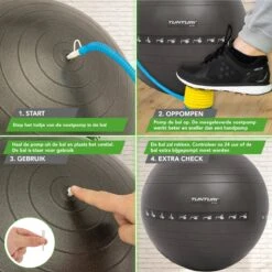 Tunturi Fitnessbal - Gymball - Swiss Ball - 75 Cm - Anti Burst - Inclusief Pomp - Zwart - Incl. Gratis Fitness App -Fitnessapparatuur Serie Winkel 1200x1200 1392