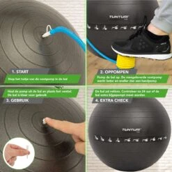 Tunturi Fitnessbal - Gymball - Swiss Ball - 75 Cm - Anti Burst - Inclusief Pomp - Zwart - Incl. Gratis Fitness App -Fitnessapparatuur Serie Winkel 1200x1200 1395