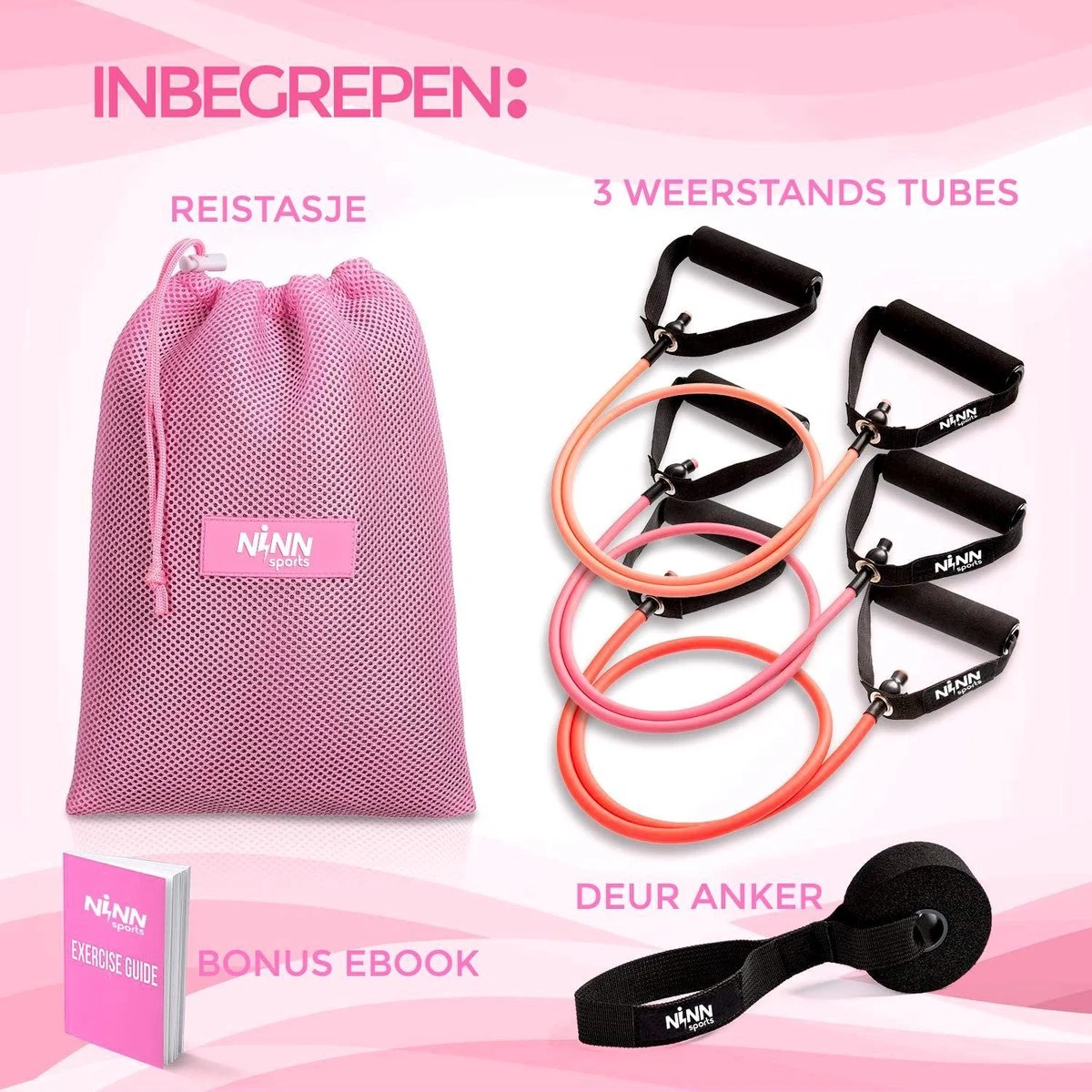 NINN Sports - Premium Fitness Tubes PINK van hoge kwaliteit - Set van 5 verschillende weerstanden - Weerstandsbanden - Fitness Elastiek - Full body - Resistance band NINN Sports - Premium Fitness Tubes PINK Van Hoge Kwaliteit - Set Van 5 Verschillende Weerstanden - Weerstandsbanden - Fitness Elastiek - Full Body - Resistance Band -Fitnessapparatuur Serie Winkel 1200x1200 1396