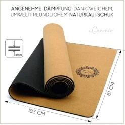 AGreenie Premium Yoga Mat Kurk 4mm / Antislip Yoga Mat Kurk Natuurlijk Rubber / Yoga Mat Natuurlijk Rubber Incl. Yoga Mat Draagriem, Massage Bal & E-Boek -Fitnessapparatuur Serie Winkel 1200x1200 1458
