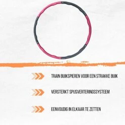 Orange85 Hoepel Fitness - Hoelahoep 100cm - Volwassenen - Hoepelen - Hoolahoop - Sport - Grijs - Roze - 1,2 Kg - Soft - Afvallen -Fitnessapparatuur Serie Winkel 1200x1200 1490