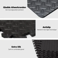 SWILIX ® Puzzelmat - 48 Stuks - 237 X180 X 1.2 (48 X 31x 31cm) - 4,26 M² Zachte Vloermat - Zwart -Fitnessapparatuur Serie Winkel 1200x1200 1498
