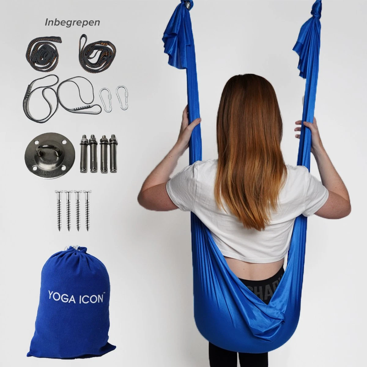 Therapeutische Hangmat YOGA ICON | Aerial Yoga | 280*150cm | Blauw | Inclusief handige Draagtas en 1 Plafondhaak | Workout | Training en Ontspanning | Therapeutische Hangmat YOGA ICON | Aerial Yoga | 280*150cm | Blauw | Inclusief Handige Draagtas En 1 Plafondhaak | Workout | Training En Ontspanning | -Fitnessapparatuur Serie Winkel 1200x1200 1514