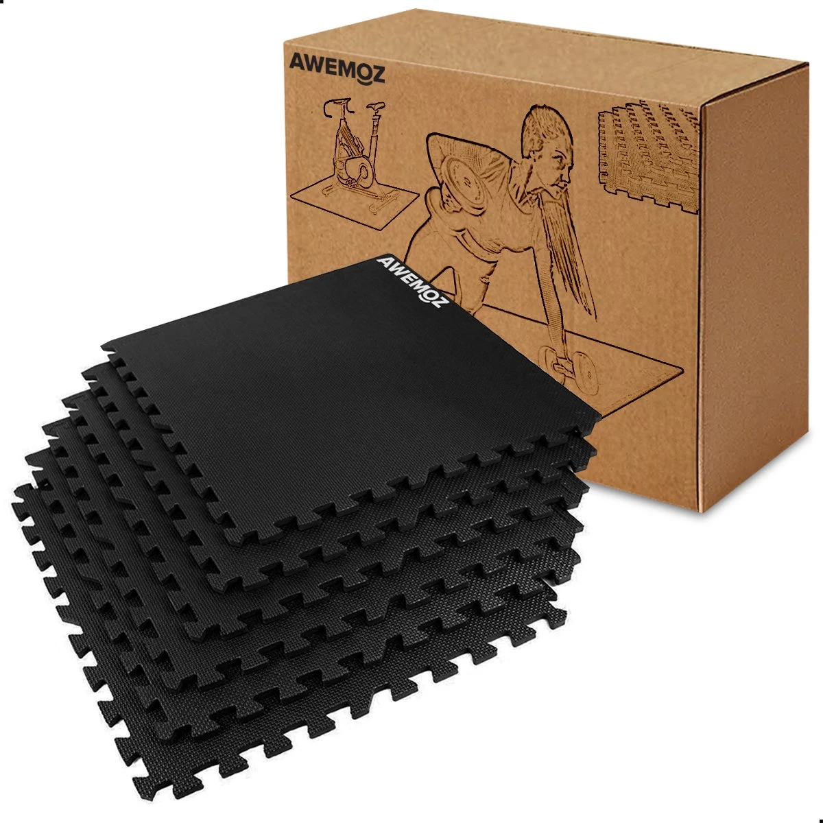 AWEMOZ Fitness Puzzelmat - 6 Stuks van 60 x 60 x 1,2cm - Fitnessmat - Yoga Mat - Fitness Vloer - Anti-slip - Rubber Mat - Sportvloer - Zwembad Tegels - Sportmat - Vloertegels - Vloerbeschermers - 2,16m² AWEMOZ Fitness Puzzelmat - 6 Stuks Van 60 X 60 X 1,2cm - Fitnessmat - Yoga Mat - Fitness Vloer - Anti-slip - Rubber Mat - Sportvloer - Zwembad Tegels - Sportmat - Vloertegels - Vloerbeschermers - 2,16m² -Fitnessapparatuur Serie Winkel 1200x1200 1546