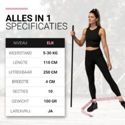 FITELASTIX® Premium Weerstandsband Lang - Voor Elk Niveau - Alles In 1 - Full Body - Resistance Band - Fitness Elastiek - Sport Elastiek Fitness - Met Handvatten - Inclusief Instructievideo's - Roze -Fitnessapparatuur Serie Winkel 1200x1200 1718