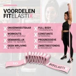 FITELASTIX® Premium Weerstandsband Lang - Voor Elk Niveau - Alles In 1 - Full Body - Resistance Band - Fitness Elastiek - Sport Elastiek Fitness - Met Handvatten - Inclusief Instructievideo's - Roze -Fitnessapparatuur Serie Winkel 1200x1200 1719