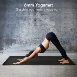 LifeGoods Yogamat - 61x183x0,6cm - Draagriem - Extra Dik - Zwart/Grijs -Fitnessapparatuur Serie Winkel 1200x1200 1776