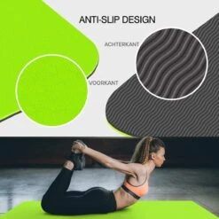 Eco Yoga Mat - Inclusief Draagriem - Anti Slip - Extra Dik (6 Mm) - 183 X 61 X 0,6 Cm - Zwart/Groen - Diverse Kleuren -Fitnessapparatuur Serie Winkel 1200x1200 1815