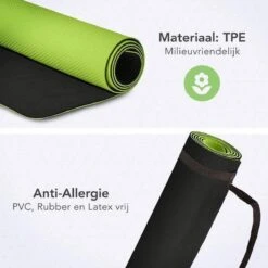 Eco Yoga Mat - Inclusief Draagriem - Anti Slip - Extra Dik (6 Mm) - 183 X 61 X 0,6 Cm - Zwart/Groen - Diverse Kleuren -Fitnessapparatuur Serie Winkel 1200x1200 1817