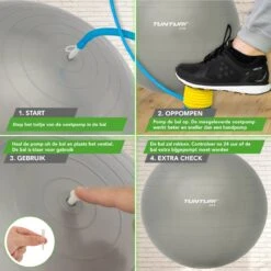 Tunturi Fitness Bal - Yoga Bal Inclusief Pomp - Pilates Bal - Zwangerschaps Bal - 65 Cm - Kleur: Zilver - Incl. Gratis Fitness App 4 Tunturi Fitness Bal - Yoga Bal Inclusief Pomp - Pilates Bal - Zwangerschaps Bal - 65 Cm - Kleur: Zilver - Incl. Gratis Fitness App -Fitnessapparatuur Serie Winkel 1200x1200 1864