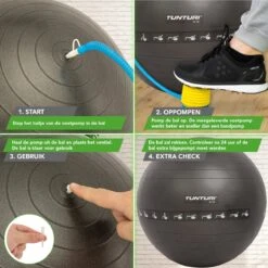 Tunturi Fitnessbal - Gymball - Swiss Ball - 90 Cm - Anti Burst - Incl. Pomp - Zwart - Incl. Gratis Fitness App -Fitnessapparatuur Serie Winkel 1200x1200 1890