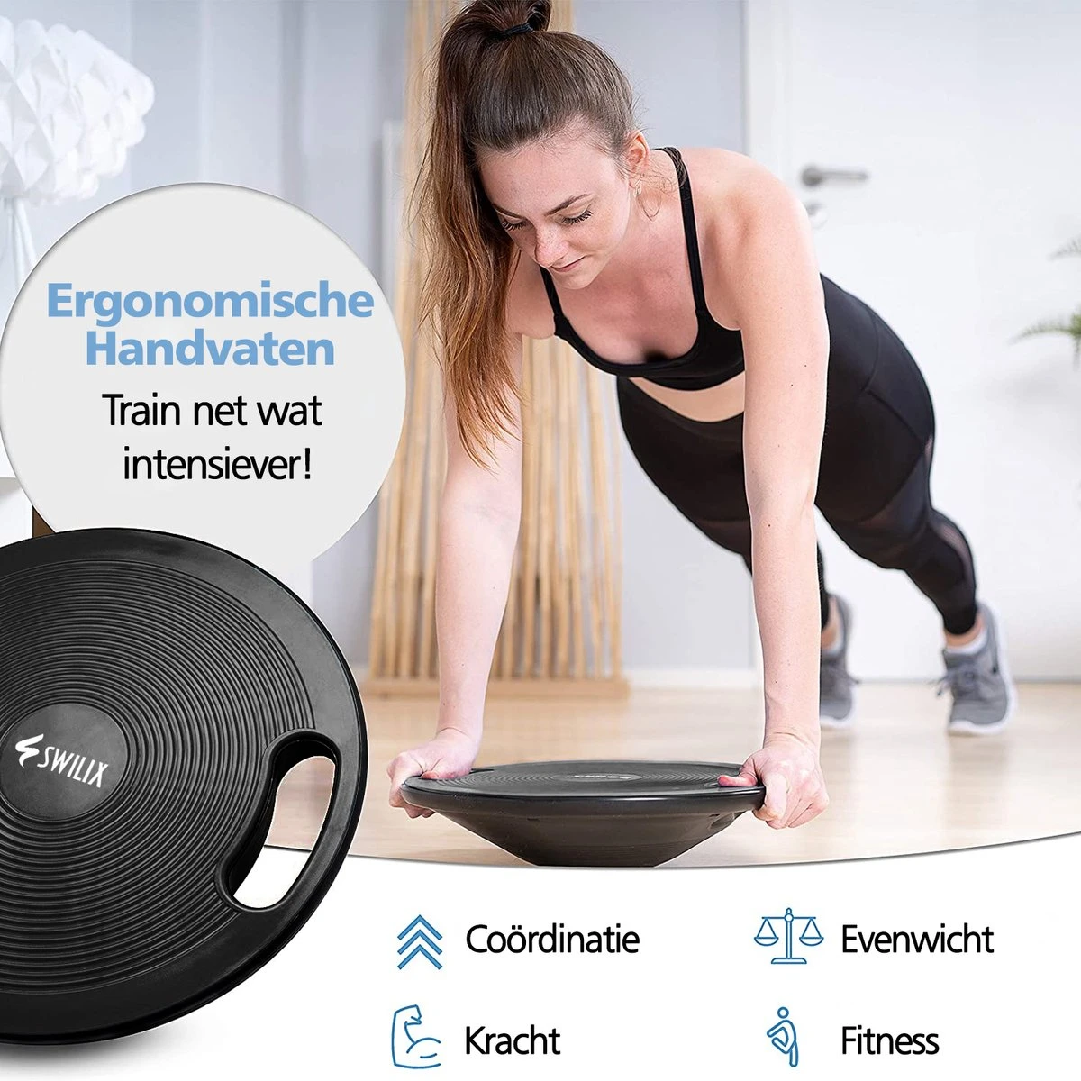 Swilix ® Balance Board - Balansbord Ø40 cm - Balanstrainer met 2 Handgrepen - Zwart Swilix ® Balance Board - Balansbord Ø40 Cm - Balanstrainer Met 2 Handgrepen - Zwart -Fitnessapparatuur Serie Winkel 1200x1200 1912
