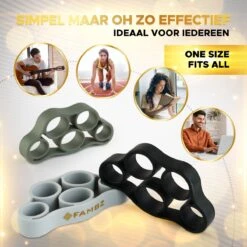 FAMBZ Fitinger Vingertrainer (Achromatische Set) Met 3 Levels - Vinger Trainer Voor Vingers En Onderarm - Vingertrainers Hand Grip - Handrevalidatie - Polstrainer Piano - Griptrainer Arm - Hand Stretcher - Krachttrainer Pols - Fidget Toy -Fitnessapparatuur Serie Winkel 1200x1200 1962