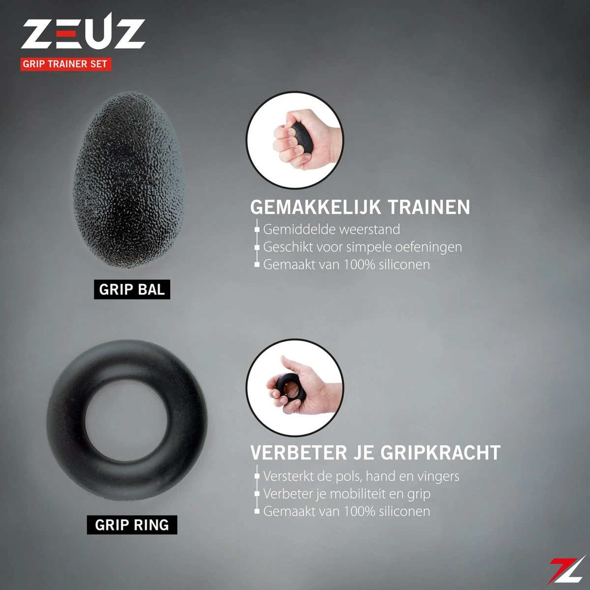 ZEUZ® 5-Delige Fitness Handtrainer Set – Trainer voor Hand, Onderarm, Pols & Vingers – Stressbal, Knijphalter, Stretcher & Grip bal – Anti RSI ZEUZ® 5-Delige Fitness Handtrainer Set – Trainer Voor Hand, Onderarm, Pols & Vingers – Stressbal, Knijphalter, Stretcher & Grip Bal – Anti RSI -Fitnessapparatuur Serie Winkel 1200x1200 1968