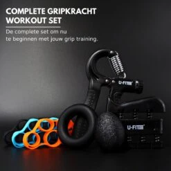 U-Fit One 7 Delige Handtrainer Set - Verstelbare Handgrip - Handknijper - Knijphalter - Stressbal - Vingertrainer - Onderarm Trainer -Fitnessapparatuur Serie Winkel 1200x1200 2013
