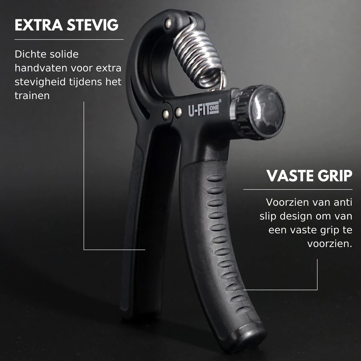 U-Fit One Handtrainer 10 tot 60kg - Verstelbare Handgrip - Handknijper - Vingertrainer - Onderarm Grip Trainer - Zwart - Inclusief Ebook U-Fit One Handtrainer 10 Tot 60kg - Verstelbare Handgrip - Handknijper - Vingertrainer - Onderarm Grip Trainer - Zwart - Inclusief Ebook -Fitnessapparatuur Serie Winkel 1200x1200 2165