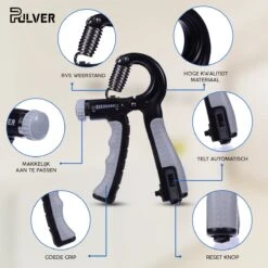 Pulver -Handtrainer 10 To 60kg Met Vingertrainer - Handknijper- Knijphalter - Armtrainer – Gewichten - Hand Knijper Set - Handgripper - Hand Gripper - Grip - Onderarm Trainer - Buigveer – Grip Trainer - Vinger - Hand Spier - Fitness - Grijs -Fitnessapparatuur Serie Winkel 1200x1200 2190