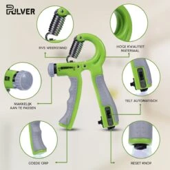 Pulver -Handtrainer 10 To 60kg Met Vingertrainer - Handknijper- Knijphalter - Armtrainer – Gewichten - Hand Knijper Set - Handgripper - Hand Gripper - Grip - Onderarm Trainer - Buigveer – Grip Trainer - Vinger - Hand Spier - Fitness - Groen -Fitnessapparatuur Serie Winkel 1200x1200 2227