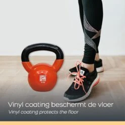 Orange Gym, Vinyl Kettlebell – 12KG, Russische Kettlebell, Neoprene Coating -Fitnessapparatuur Serie Winkel 1200x1200 2278