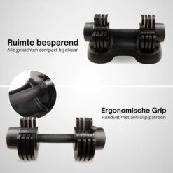 KIMO DIRECT Verstelbare Dumbbell 12,5KG - Dumbells - Gewichten - 2,5/5/7,5/10/12,5KG - Smart Dumbell - Zwart -Fitnessapparatuur Serie Winkel 1200x1200 2292