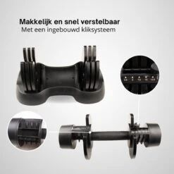 KIMO DIRECT Verstelbare Dumbbell 12,5KG - Dumbells - Gewichten - 2,5/5/7,5/10/12,5KG - Smart Dumbell - Zwart -Fitnessapparatuur Serie Winkel 1200x1200 2295