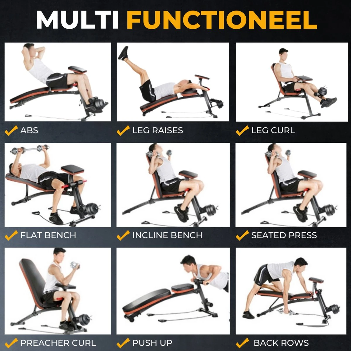 Fitnessbank - Halterbank verstelbaar - Halterbank - Buikspierbank - Beentrainer - Fitness - 153 x 53 x 102 cm Fitnessbank - Halterbank Verstelbaar - Halterbank - Buikspierbank - Beentrainer - Fitness - 153 X 53 X 102 Cm -Fitnessapparatuur Serie Winkel 1200x1200 2311