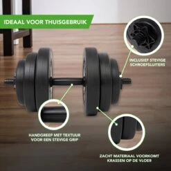Tunturi Gewichten - Halterset - Dumbbell Set - 2 Stuks - Totaal 28kg - Zwart - Vinyl - Incl. Gratis Fitness App -Fitnessapparatuur Serie Winkel 1200x1200 2325