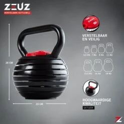ZEUZ® Verstelbare Kettlebell Tot 18 KG – Fitness Sport Set – Conditie & Krachttraining – Halters - Gietijzer 6 ZEUZ® Verstelbare Kettlebell Tot 18 KG – Fitness Sport Set – Conditie & Krachttraining – Halters - Gietijzer -Fitnessapparatuur Serie Winkel 1200x1200 2348