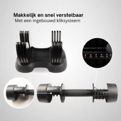 KIMO DIRECT Verstelbare Dumbbell 20KG - Dumbells - Gewichten - 2/6,5/11/15,5/20KG - Smart Dumbell - Zwart 6 KIMO DIRECT Verstelbare Dumbbell 20KG - Dumbells - Gewichten - 2/6,5/11/15,5/20KG - Smart Dumbell - Zwart -Fitnessapparatuur Serie Winkel 1200x1200 2425
