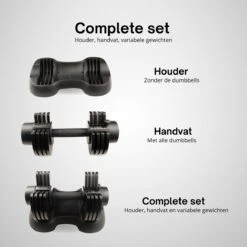 KIMO DIRECT Verstelbare Dumbbell 20KG - Dumbells - Gewichten - 2/6,5/11/15,5/20KG - Smart Dumbell - Zwart 8 KIMO DIRECT Verstelbare Dumbbell 20KG - Dumbells - Gewichten - 2/6,5/11/15,5/20KG - Smart Dumbell - Zwart -Fitnessapparatuur Serie Winkel 1200x1200 2426