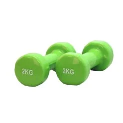 Vinyl Dumbbell Focus Fitness - 2 X 2 Kg - Groen