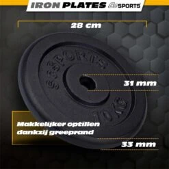 ScSPORTS® Gewichten Set 20 Kg - 2 X 10 Kg Halterschijf - Gietijzer - Boring 30 Mm - Zwart 4 ScSPORTS® Gewichten Set 20 Kg - 2 X 10 Kg Halterschijf - Gietijzer - Boring 30 Mm - Zwart -Fitnessapparatuur Serie Winkel 1200x1200 2470