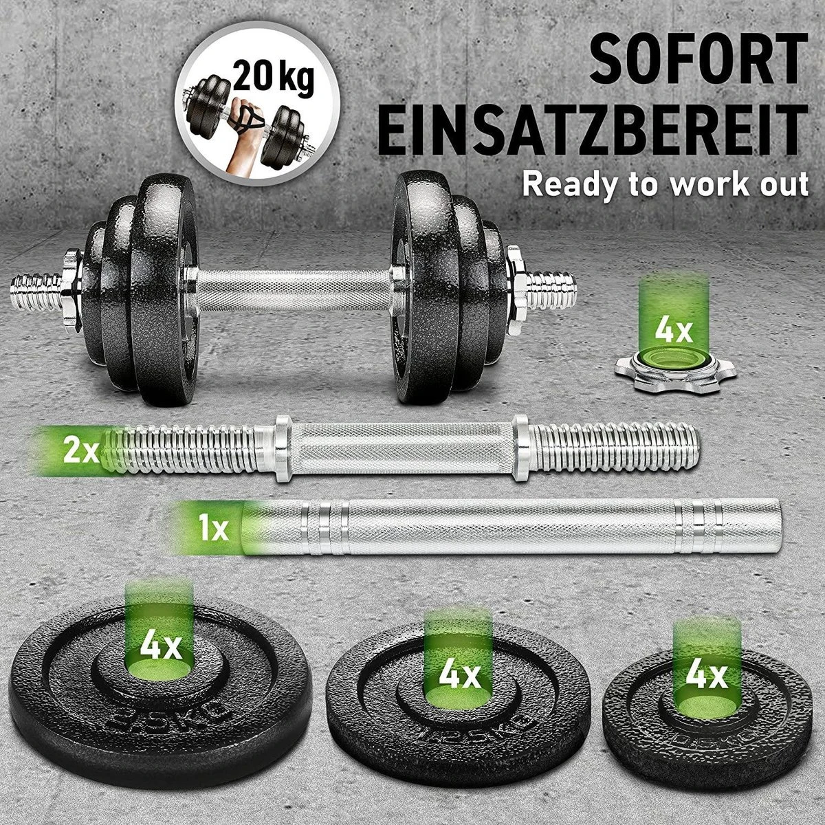 Dumbell set - Gewichten - Gietijzeren 2-in-1 verstelbare halterset 20 kg Dumbell Set - Gewichten - Gietijzeren 2-in-1 Verstelbare Halterset 20 Kg -Fitnessapparatuur Serie Winkel 1200x1200 2482