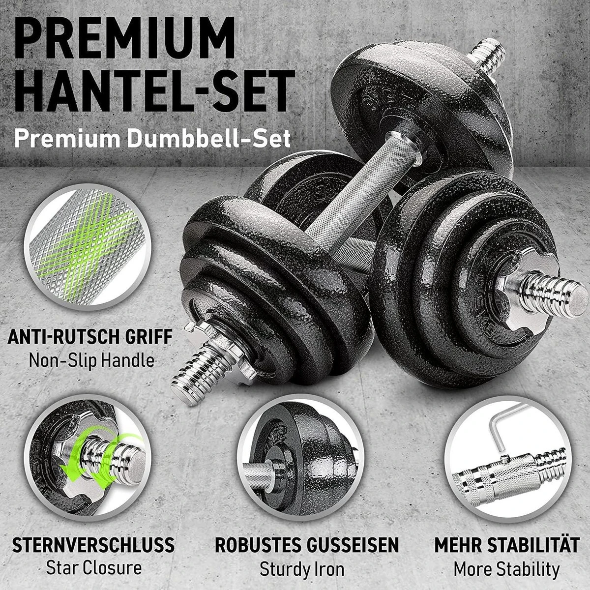 Dumbell set - Gewichten - Gietijzeren 2-in-1 verstelbare halterset 20 kg Dumbell Set - Gewichten - Gietijzeren 2-in-1 Verstelbare Halterset 20 Kg -Fitnessapparatuur Serie Winkel 1200x1200 2483
