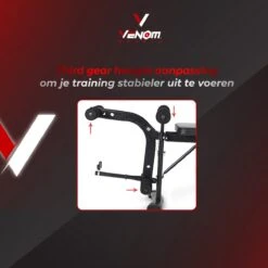 Venom Sports Halterbank – Fitnessbank – Verstelbare Rugleuning – Uiterst Geschikt Voor Gewichten – Incl. Beenhouder – Zachte Handgrepen – PU Kussens – Triangel Structuur – Inklapbaar - Zwart - 182x116x112cm -Fitnessapparatuur Serie Winkel 1200x1200 2490