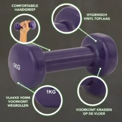 Tunturi Dumbbell Set - 2 X 1,0 Kg - Vinyl - Paars - Incl. Gratis Fitness App -Fitnessapparatuur Serie Winkel 1200x1200 2508